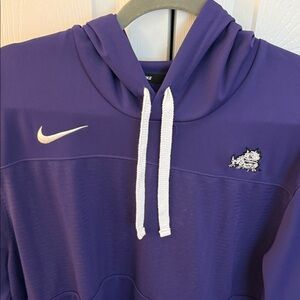 TCU Nike Purple Hoodie with White Accents